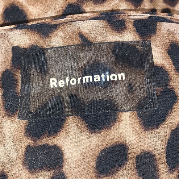 Reformation Alma A-line crepe Midi Dress In Leopard print size 10 - Picture 10 of 14